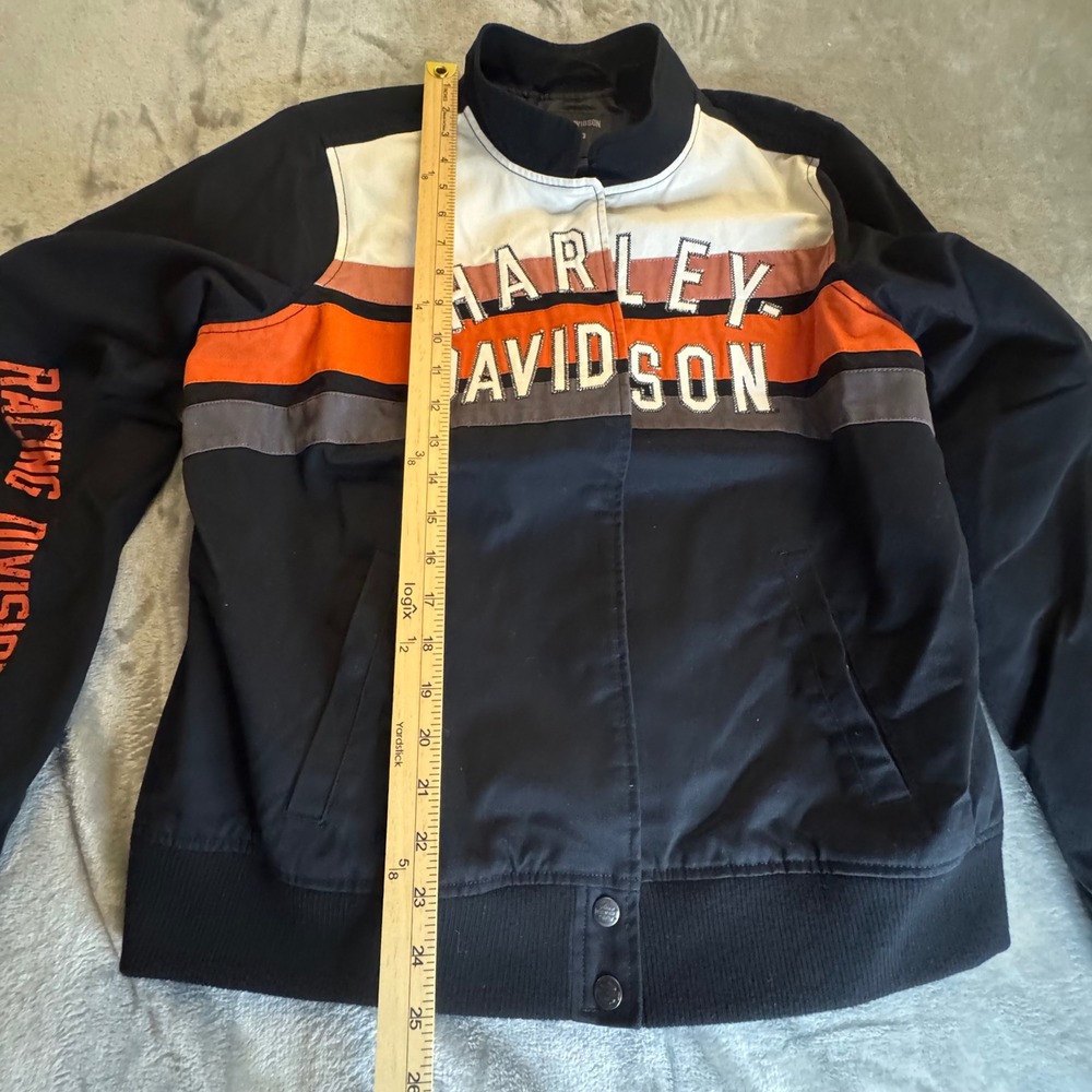 Harley-Davidson Womans Racing Division Jacket Bomber Size S Black Orange Rare - Picture 13 of 16